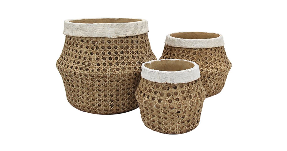 Zementtopf natur rund in Korboptik, MAXPHIL living