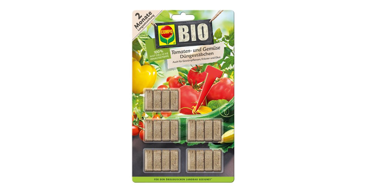 Compo Bio Tomaten & Gemüsedüngestäbchen 20 Stück - Mauk Gartenwelt