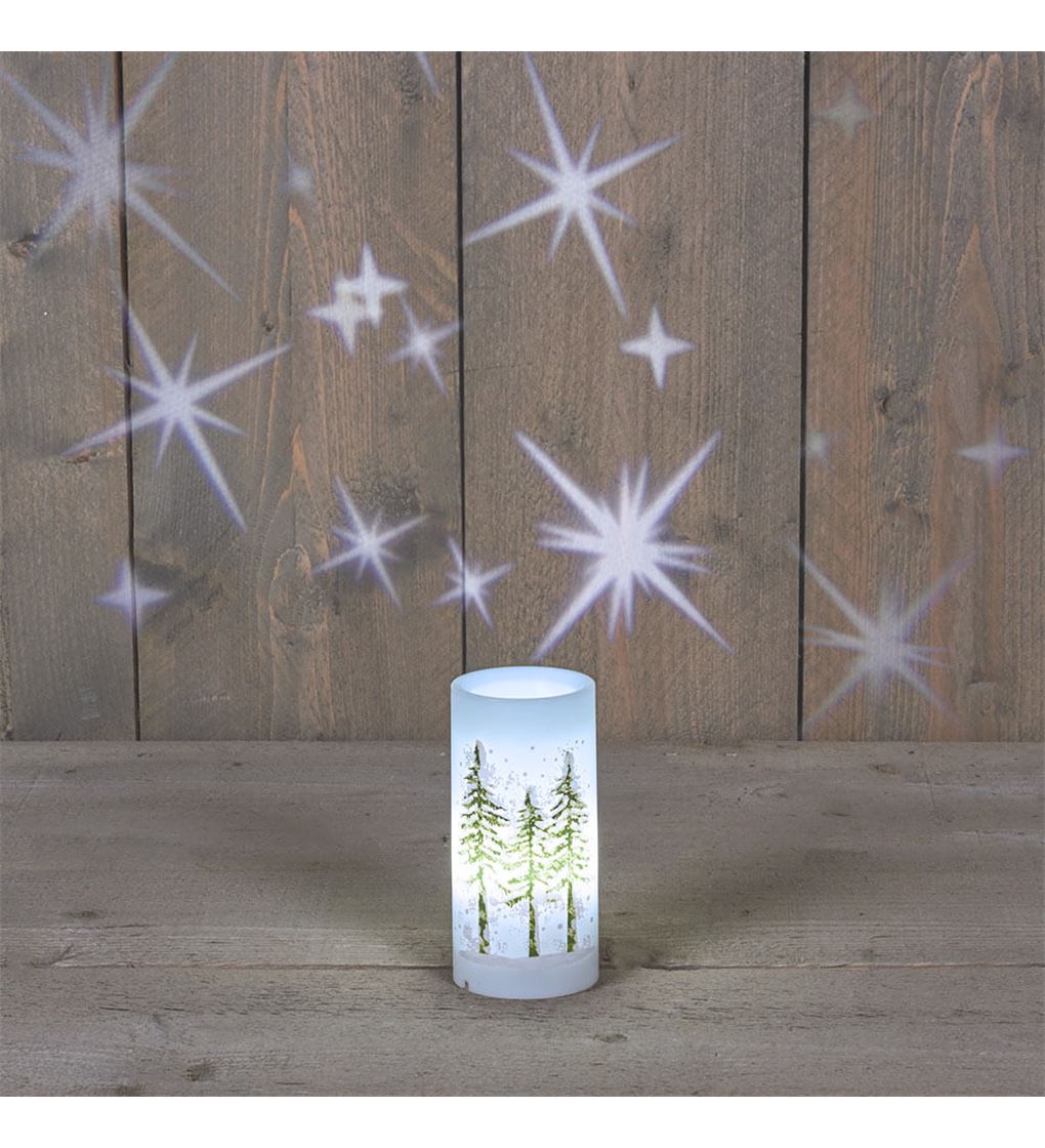 LED Kerze Baum 7X15 cm / Stern Projektion Mauk Gartenwelt