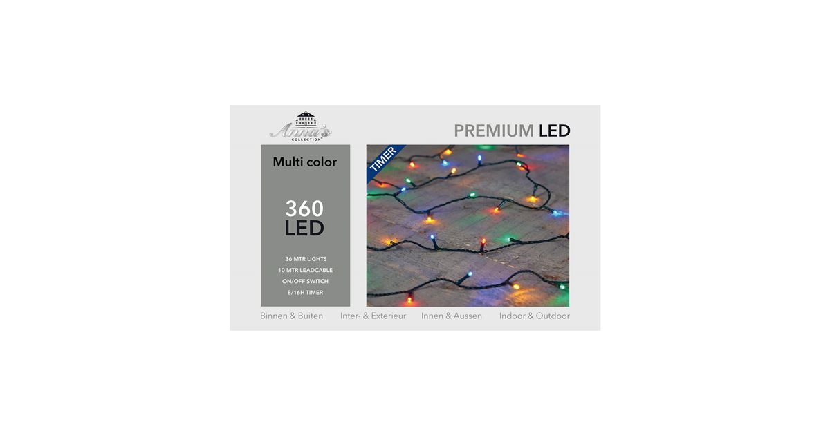 LED Lichterkette Outdoor 360L / 36M bunt für innen & außen - Mauk