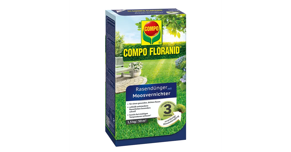 Compo Floranid Rasendünger mit Moosvernichter 1,5 kg für 50qm Mauk