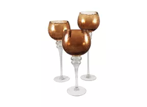 Glas craking braun - Windlicht Kelch auf Fuß