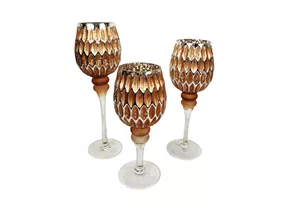 Wabenoptik braun-silber - Windlicht Kelch Pokalfrom