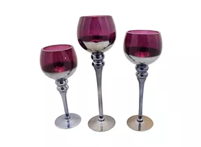 Mit Metallic-Effekt, burgund - Windlicht Kelch auf Fuß Mit Metallic-Effekt, burgund - Windlicht Kelch auf Fuß