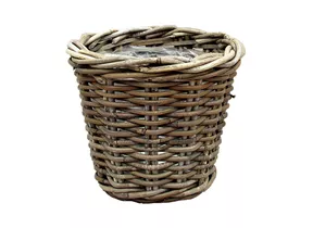 Van der Leeden - Pflanzkorb Rattan rund Split grau Van der Leeden - Pflanzkorb Rattan rund Split grau