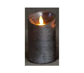 LED Kerze batteriebetrieben - Anthrazit Bew. Flamme 7,5X12,5 cm LED Kerze batteriebetrieben - Anthrazit Bew. Flamme 7,5X12,5 cm