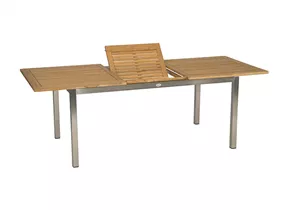 Stern - Ausziehtisch 162/220x90 cm Edelstahl mit Teakplatte Stern - Ausziehtisch 162/220x90 cm Edelstahl mit Teakplatte