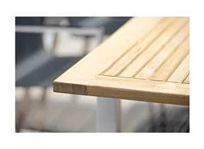 Stern - Ausziehtisch 162/220x90 cm Edelstahl mit Teakplatte Stern - Ausziehtisch 162/220x90 cm Edelstahl mit Teakplatte