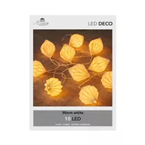 LED Lichterkette - B.O. 8 Cm Papierdeko 10 Led Ww Elfenbein