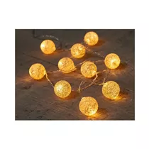 LED Lichterkette - B.O. Ball Baumwolle 10Led / 3 cm warmweiß Gold