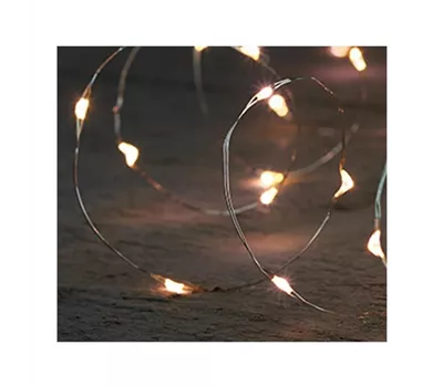 LED Lichterkette - B.O. Led Indoor Silberdraht 20L/1M warmweiß mit Timer