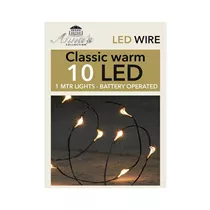 LED Lichterkette - B.O. Schwarzdraht 10L / 1M warmweiß für Innen