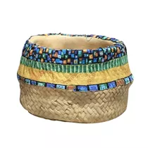 Zementtopf - Zementtopf mit buntem Band 14x14x10,5 cm Zementtopf - Zementtopf mit buntem Band 14x14x10,5 cm