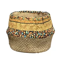 Zementtopf - Zementtopf mit buntem Band 14x14x10,5 cm Zementtopf - Zementtopf mit buntem Band 14x14x10,5 cm