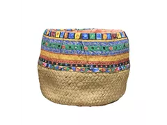 Zementtopf - Zementtopf mit buntem Band 14x14x10,5 cm Zementtopf - Zementtopf mit buntem Band 14x14x10,5 cm
