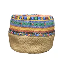 Zementtopf - Zementtopf mit buntem Band 14x14x10,5 cm Zementtopf - Zementtopf mit buntem Band 14x14x10,5 cm