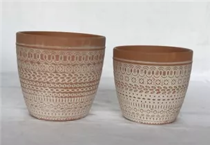 Zementtopf - Terracotta, Zementtopf - Terracotta,