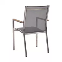 Stern Stapelsessel - Cardiff Edelstahl silbergrau mit Teakarmlehnen Stern Stapelsessel - Cardiff Edelstahl silbergrau mit Teakarmlehnen