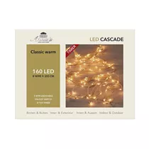 LED Lichterkette - Cascade Jute/Kupferdraht 160L / 8X2M classic warm
