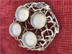 silber, 10x37x16 cm - Kranz "Äste", Kerzenhalter