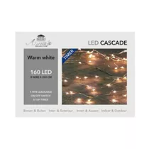 LED Lichterkette - Cascade Silberdraht 160L / 8X2M warmweiß für Innen und Außen
