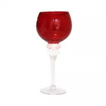 Glaswindlicht Kelch auf Fuß - Cracking rot, klein