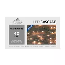 LED Lichterkette - Cascade Silberdraht 40L / 8X0,5M warmweiß für innen & außen