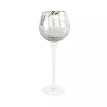 Glaswindlicht Kelch auf Fuß - Cracking silber, mittel