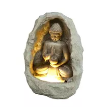 MAXPHIL living - Buddha-Gartenbrunnen mit Licht 25 x 18 x 37