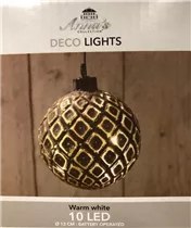 SCHWARZ-GOLD 12CM/10LED WARM WEIß 2XAAA - B.O. GLAS BALL