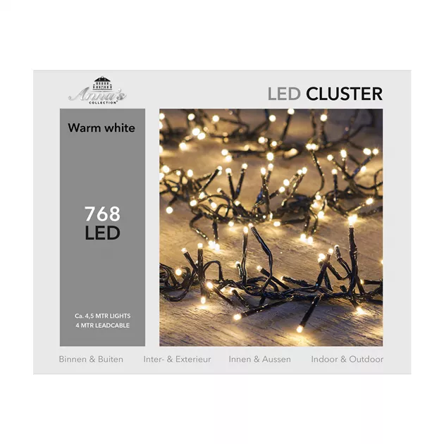 LED Lichterkette Cluster Lights 768 L / 4,5M warmweiß für innen & außen