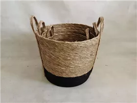 natur/schwarz, 37x31 cm - Korb m. Griff,