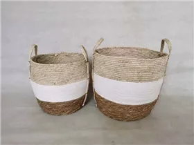 dreifarbig,38x33 cm - Korb m. Griff, dreifarbig,38x33 cm - Korb m. Griff,