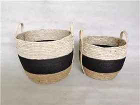 weiss/schwarz/natur, 38x33 cm - Korb m. Griff,