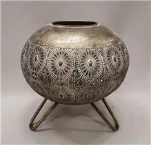 28x28x28 cm, gold - Laterne, rund auf Fuß