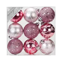 Inge's Christmas Decor - Dekorierte Kugel, 6 cm, 9 Stk., Kunststoff, Rosa-Mix