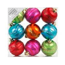 Inge's Christmas Decor - Dekorierte Kugel, 6 cm, 9 Stk., Kunststoff, Mille-Fiori-Mix