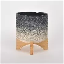 mit Ständer, schwarz/weiß - Übertopf, 19x19x22 cm mit Ständer, schwarz/weiß - Übertopf, 19x19x22 cm