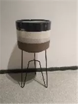 blau/natur/braun - Übertopf m. Gestell,19x19x45,5 blau/natur/braun - Übertopf m. Gestell,19x19x45,5