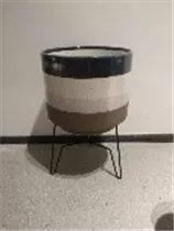 blau/natur/braun - Übertopf m. Gestell,25x25x40 blau/natur/braun - Übertopf m. Gestell,25x25x40