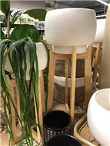 weiss - Übertopf mit Gestell, 20x20x44cm