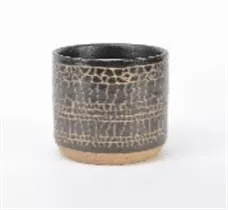 schwarz/natur - Übertopf, 22,3x22,3x19,5 cm