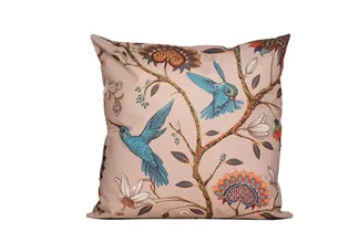 VOGEL UND BLUMEN SCHWARZ - Outdoorkissen 60x60cm