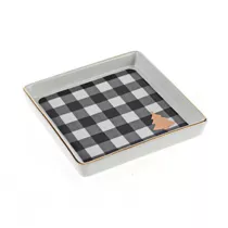 Werner Voß - Deko-Teller mit Baum und Goldrand, 11x11 cm