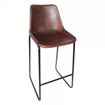 MAXPHIL living - Eisenbarstuhl mit Ledersitz kastanienbraun