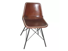 MAXPHIL living - Eisenstuhl mit Ledersitz kastanienbraun MAXPHIL living - Eisenstuhl mit Ledersitz kastanienbraun