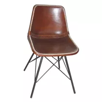 MAXPHIL living - Eisenstuhl mit Ledersitz kastanienbraun MAXPHIL living - Eisenstuhl mit Ledersitz kastanienbraun