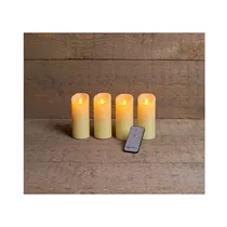 LED Kerze batteriebetrieben - Elfenbein 4 Set 5,2X12,5 cm Bewegliche Flamme / Fernbedienung