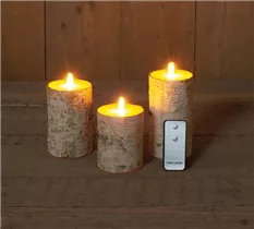 7,5X10/12,5/15CM 3X3AAA INKL. FE - B.O. 3ST KERZE WEIß BIRK BEWEGLICHE FLAMME