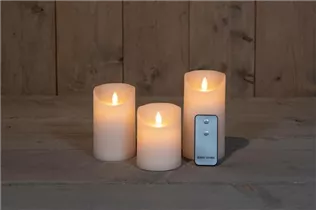 7,5X10/12,5/15CM - 3X - B.O. 3SET KERZE WEIß WACHS RUSTIKAL BEWEGLICHE FLAMME 7,5X10/12,5/15CM - 3X - B.O. 3SET KERZE WEIß WACHS RUSTIKAL BEWEGLICHE FLAMME